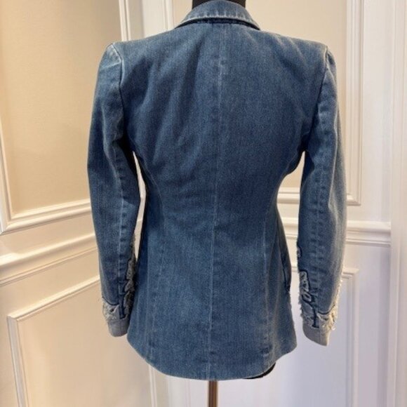 White House Black Market Denim & Lace 00P Editor Blazer - Picture 4 of 10